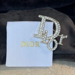Crystal Dior Brooch In Gold Tone
